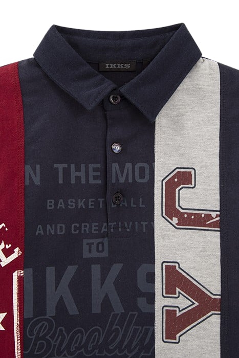 BOYS’ NAVY/GREY/BURGUNDY RUGBY-STYLE POLO SHIRT 3