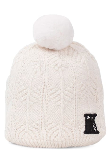GIRLS’ OFF-WHITE LUREX KNIT BEANIE WITH POMPOM 1