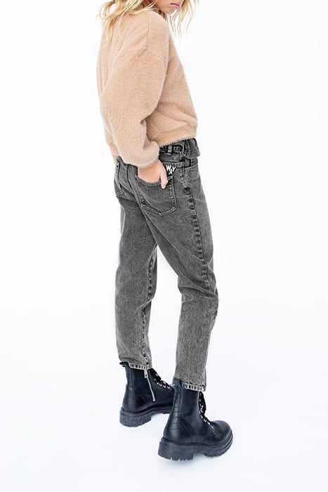 GIRLS’ GREY 7/8 MOM JEANS 3