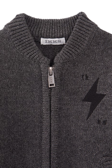 BABY BOYS’ GREY KNIT CARDIGAN WITH EMBROIDERED SLEEVES 3