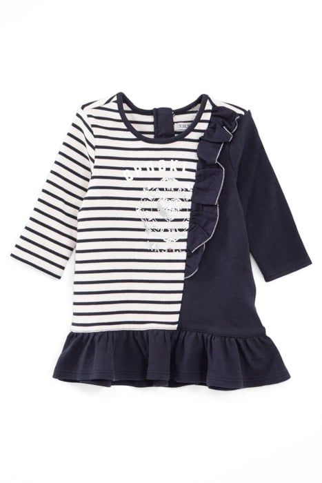 BABY GIRLS’ SAILOR-STRIPE DRESS WITH PRINT AND SIDE RUFFLE 1