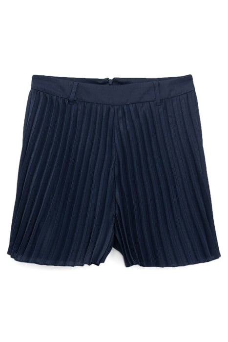 IRIDESCENT NAVY PLEATED SHORTS 3
