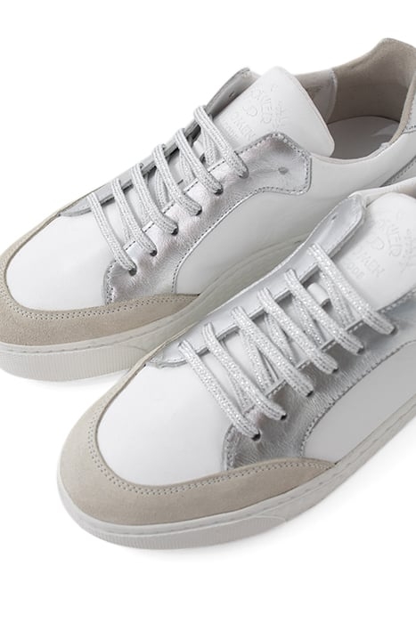 NICKEL, WHITE AND GREY LOW-TOP TRAINERS 4