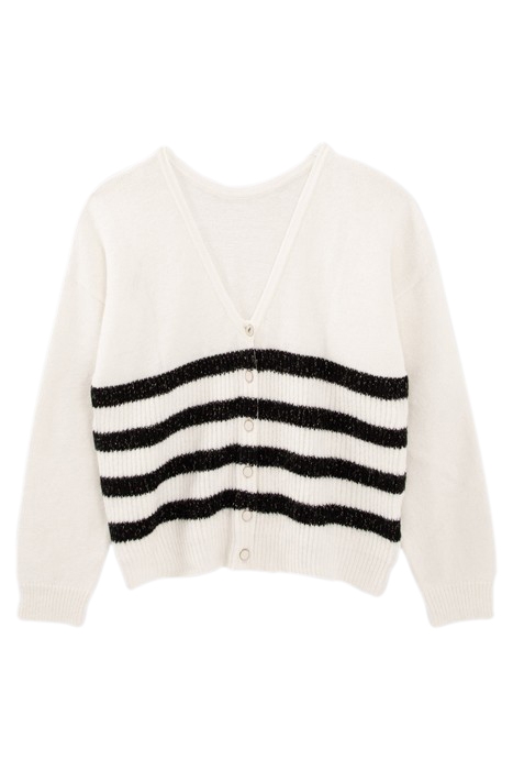 WHITE KNIT CARDIGAN WITH BLACK STRIPES 4