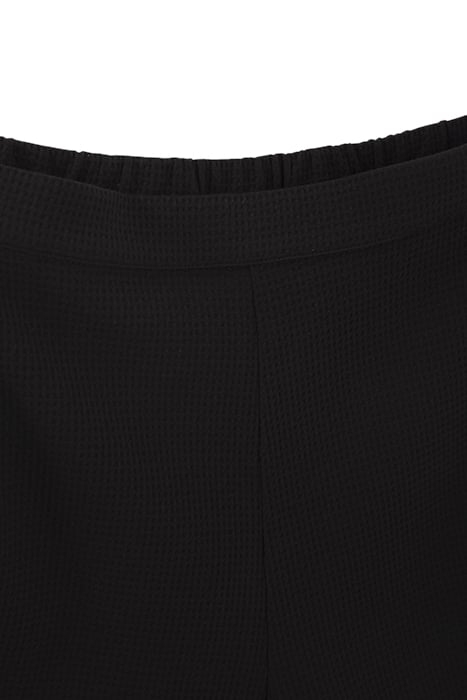 BLACK WAFFLE-KNIT SHORTS WITH LETTER BANDS 8