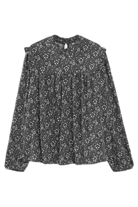 BLACK GRAPHIC FLOWER PRINT BLOUSE 1