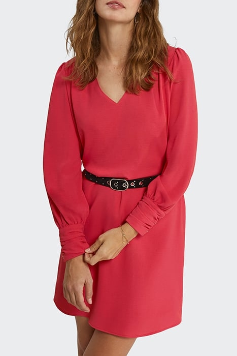 FLASH PINK DRESS WITH DRAPED CUFFS 1