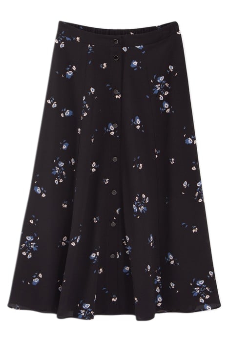 BLACK FLORAL BOUQUET PRINT MIDI-SKIRT 4