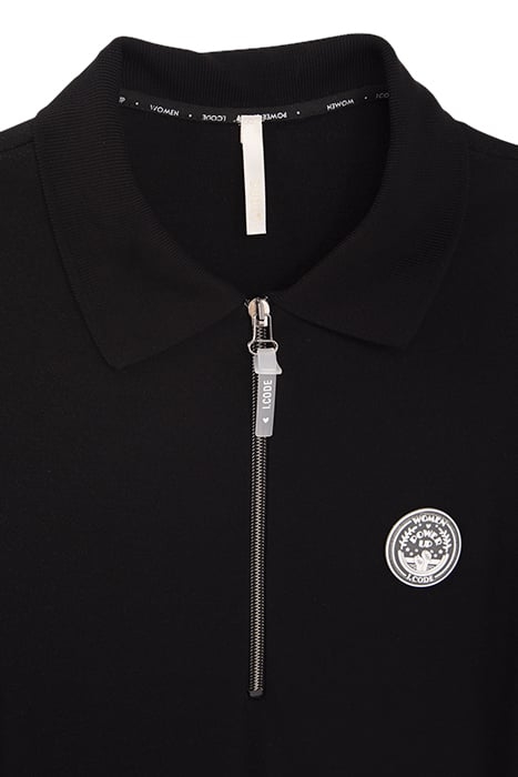 BLACK PIQUE KNIT LONG POLO-SHIRT DRESS 7