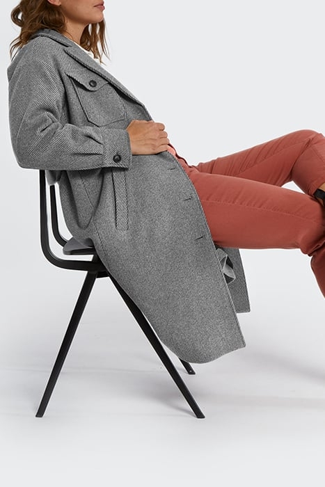 GREY OVERSHIRT-STYLE LONG COAT 5