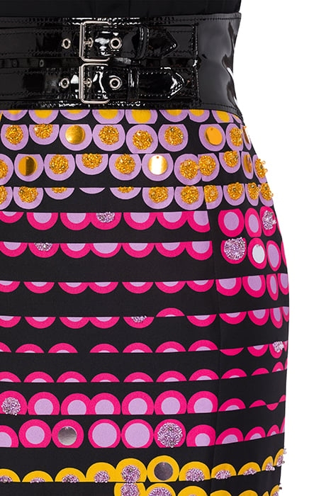 EMBROIDERED POLKA DOTS TWILL SKIRT BLACK 4