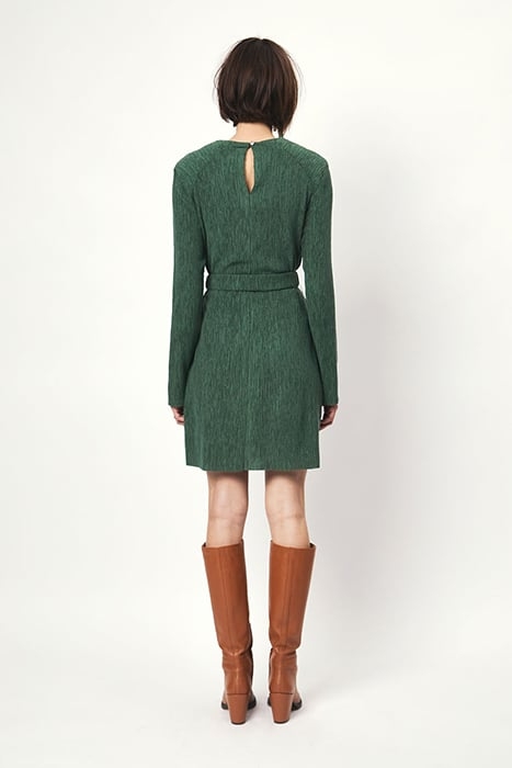 ANOUR PLISSÉ MINI DRESS DEEP EMERALD 2