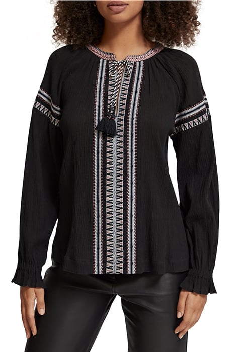 BALLOON SLEEVE EMBROIDERY TOP EVENING BLACK 1