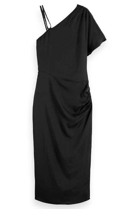 ASYMMETRIC MIDI DRESS WITH BRAID DETAIL EVENING BLACK 1