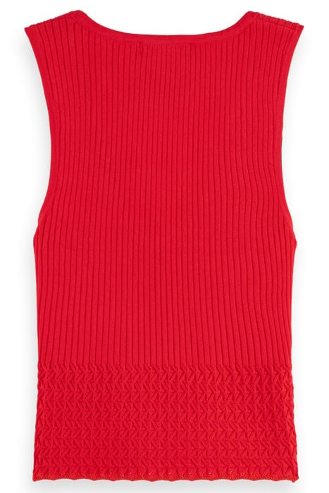 POINTELLE KNITTED TANK LIPSTICK RED 2