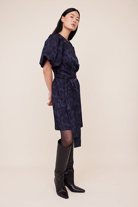 JACQUARD DRESS WITH BELT DARK SAPPHIRE / BLACK 4
