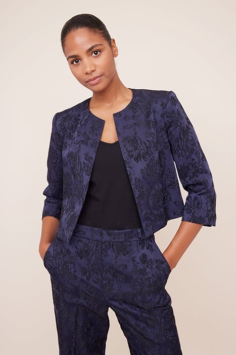 JACQUARD JACKET CROPPED DARK SAPPHIRE / BLACK 1