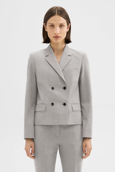 DOUBLE-BREASTED BLAZER IN GOOD WOOL LIGHT GREY MELANGE 1