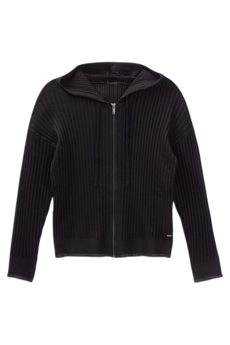 BLACK DECORATIVE OPENWORK KNIT CARDIGAN BLACK 4