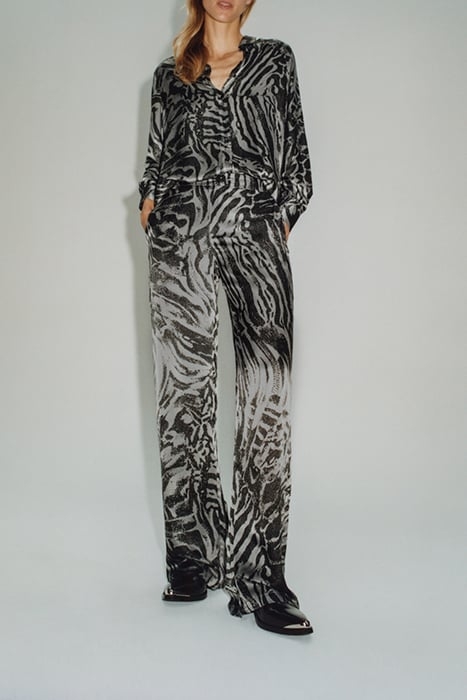 PURE EDITION- GREY WIDE-LEG ZEBRA PRINT TROUSERS GREY 4