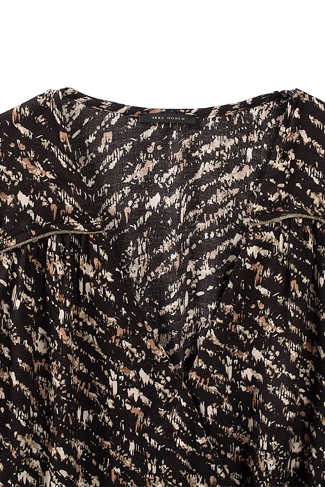 BLACK FUSAIN PRINT WRAP DRESS BLACK 5