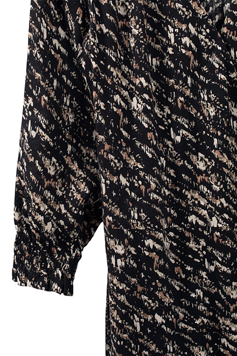 BLACK FUSAIN PRINT WRAP DRESS BLACK 7