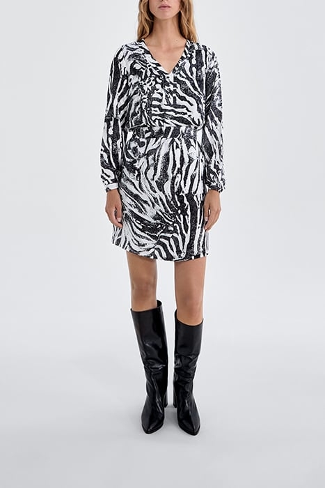 PURE EDITION- ECRU ZEBRA PRINT DRESS OFF-WHITE 1