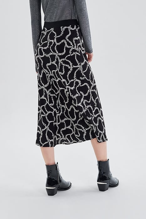 BLACK MIDI SKIRT WITH ECRU LETTERING BLACK 2