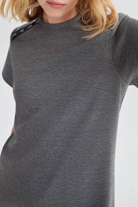 GREY SEMI-PLAIN DRESS WITH ROCK DETAILS BLACK 6