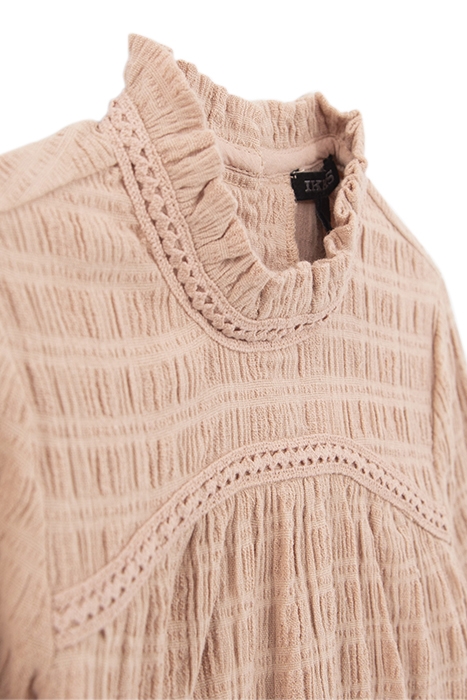 GIRLS’ PINK WAFFLE BLOUSE WITH TULLE COLLAR BLUSH 4