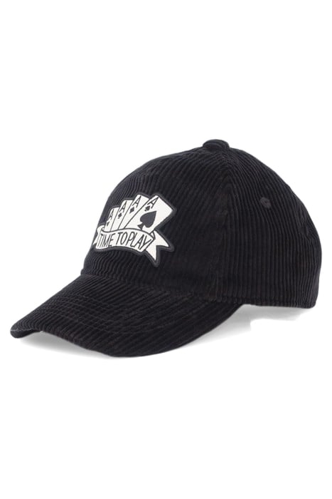 BOYS’ BLACK CORDUROY CAP WITH ACE BADGE BLACK 1
