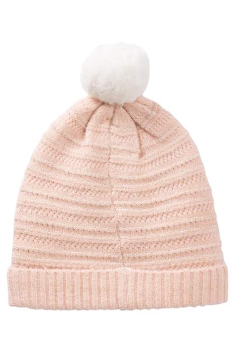 GIRLS’ PINK DECORATIVE LUREX KNIT BEANIE WITH BRONZE BADGE P 2