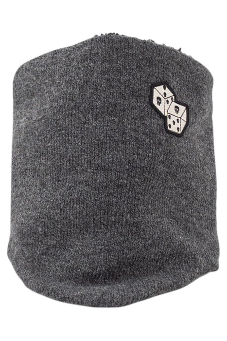 BOYS’ GREY FUR-LINED KNIT SNOOD WITH DICE BADGE GREY 3