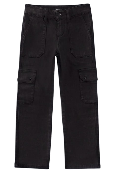 GIRLS’ BLACK CARGO TROUSERS BLACK 1
