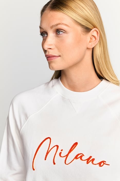 SWEATSHIRT WITH APPLICATION "MILANO" ORGANIC PEARL WHITE 4