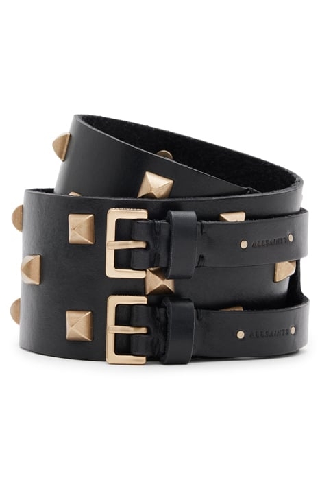 SONIA STUD DBLE BELT BLACK/WARM BRASS 1