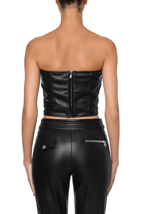 CROP TOP IN BIKER FABRIC BLACK 2
