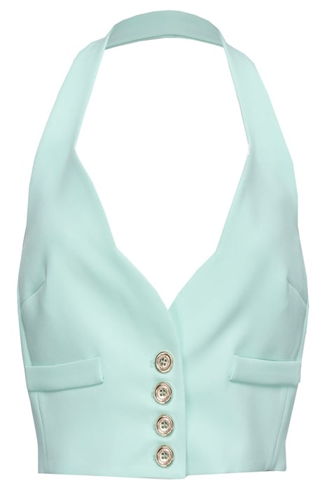 GIOVIALE GILET CREPE STRETCH LIGHT BLUE GLASS 1