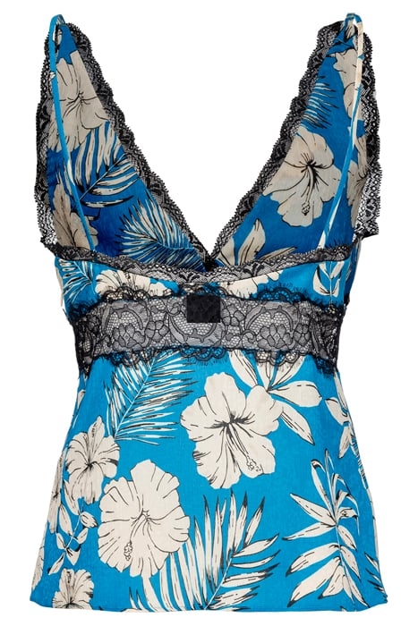 TROVATO TOP JAQUARD STAMPA FIORE GRAFICO TURQUOISE/BUTTER/BL 2