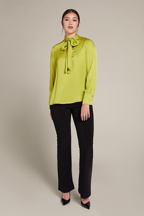 ECOVERO™ SATIN BLOUSE WITH BOW GREEN 3