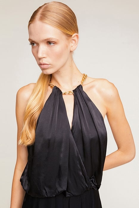 LONG SATIN JUMPSUIT WITH NECKLACE MOTIF BLACK 4