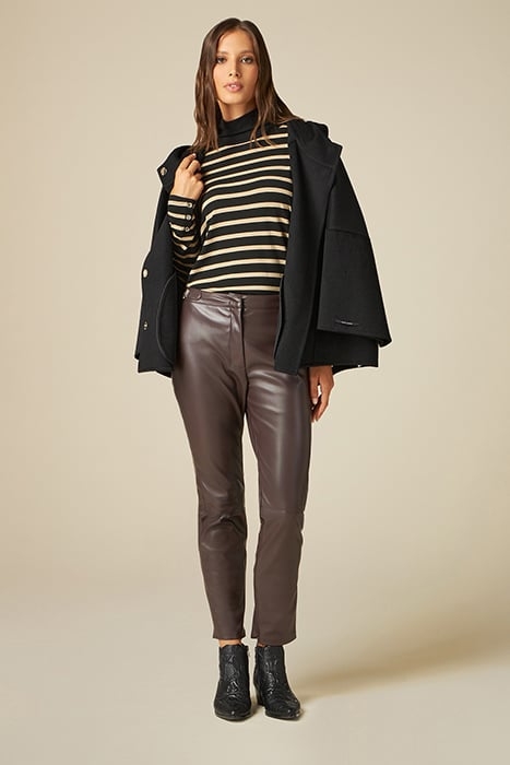 LEATHER-EFFECT SKINNY TROUSERS WITH CHAIN DETAIL NATURAL 1