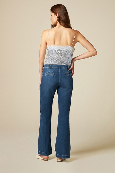 ECO FRIENDLY FLARED JEANS WITH JEWEL BUTTONS BLUE 2