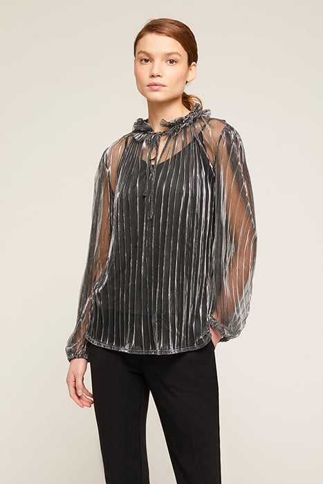 LUREX PLEATED BLOUSE WITH INTERNAL TOP GREY 1