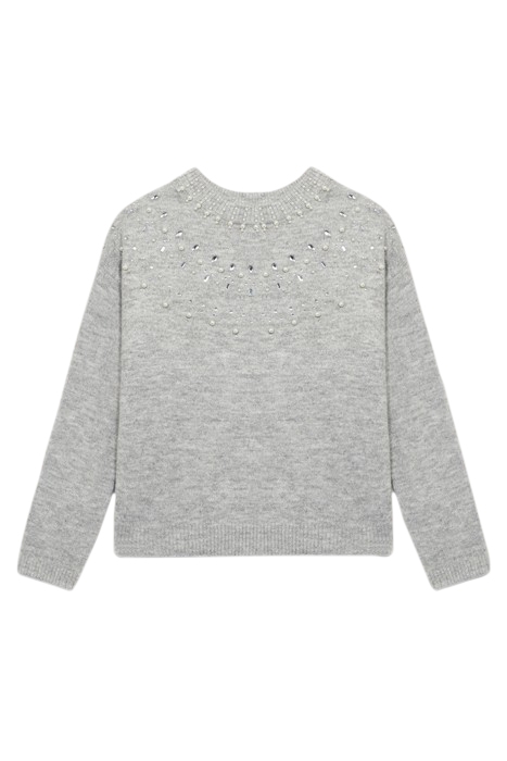 ANIMAL-PATTERN SWEATER WITH JEWEL CHAIN GREY 3