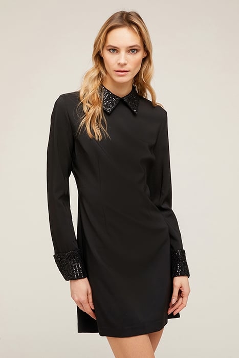 SHEATH DRESS WITH EMBROIDERED COLLAR BLACK 1