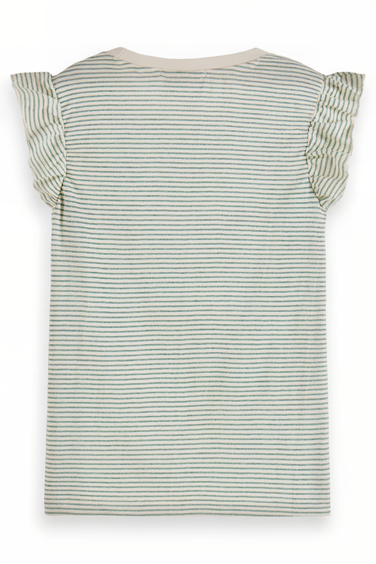 RUFFLE DETAIL LUREX STRIPE RELAXED-FIT T-SHIRT OCEAN STRIPE 2