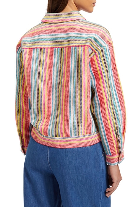 SHORT TRUCKER JACKET IN MULTI COLOUR STRIPE VIBRANT STRIPE 2