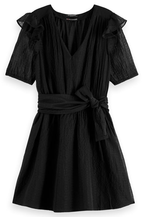RUFFLED MINI DRESS EVENING BLACK 1