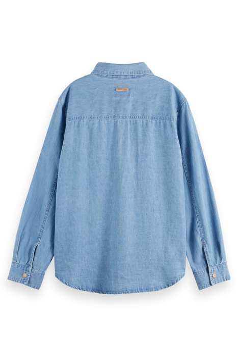 LONG SLEEVE SHIRT WITH ONE POCKET - WASHED INDIGO 2